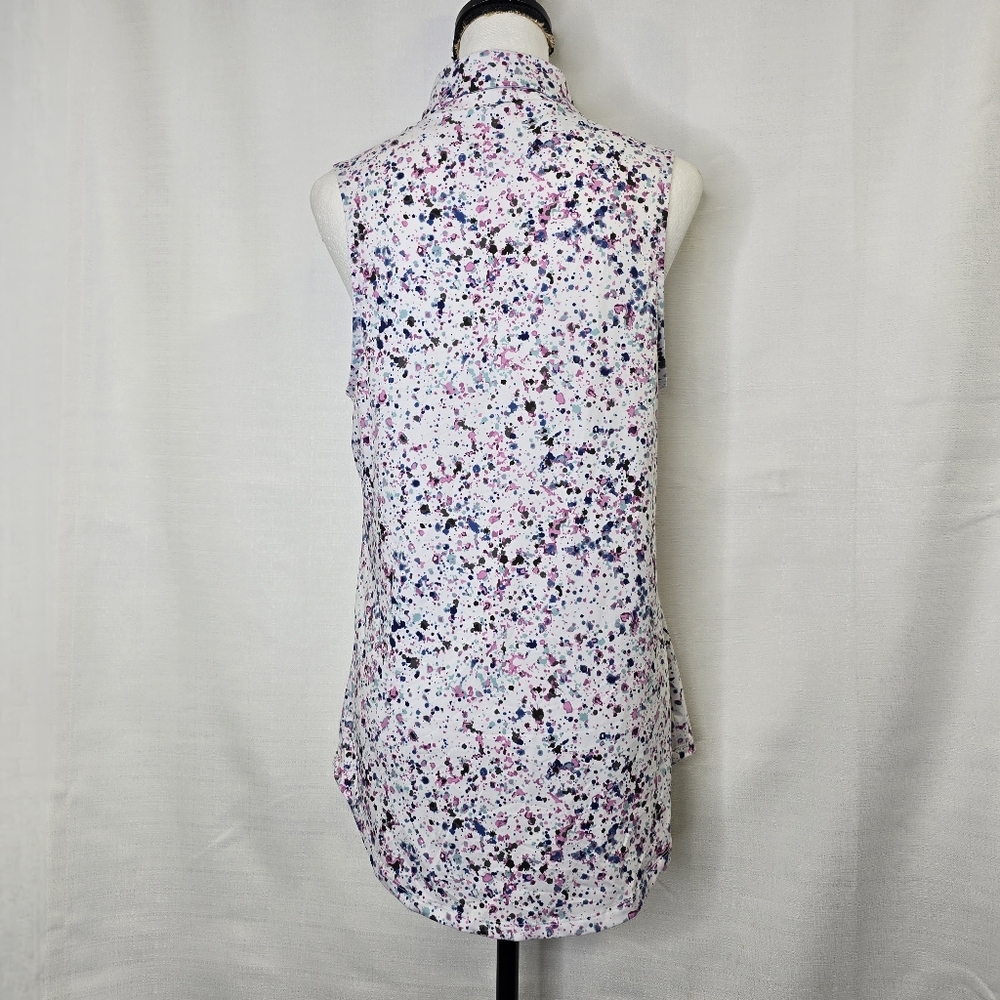 Bad Birdie Sleeveless Collared Golf Polo in White Multi Splatter - Picture 5 of 16